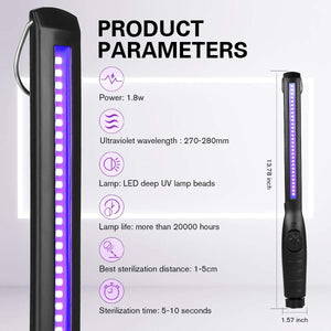 Portable UV Light Sanitizer Wand – USB Rechargeable, Kills 99% of Germs, Viruses & Bacteria – Perfect for Travel, Home, and Car